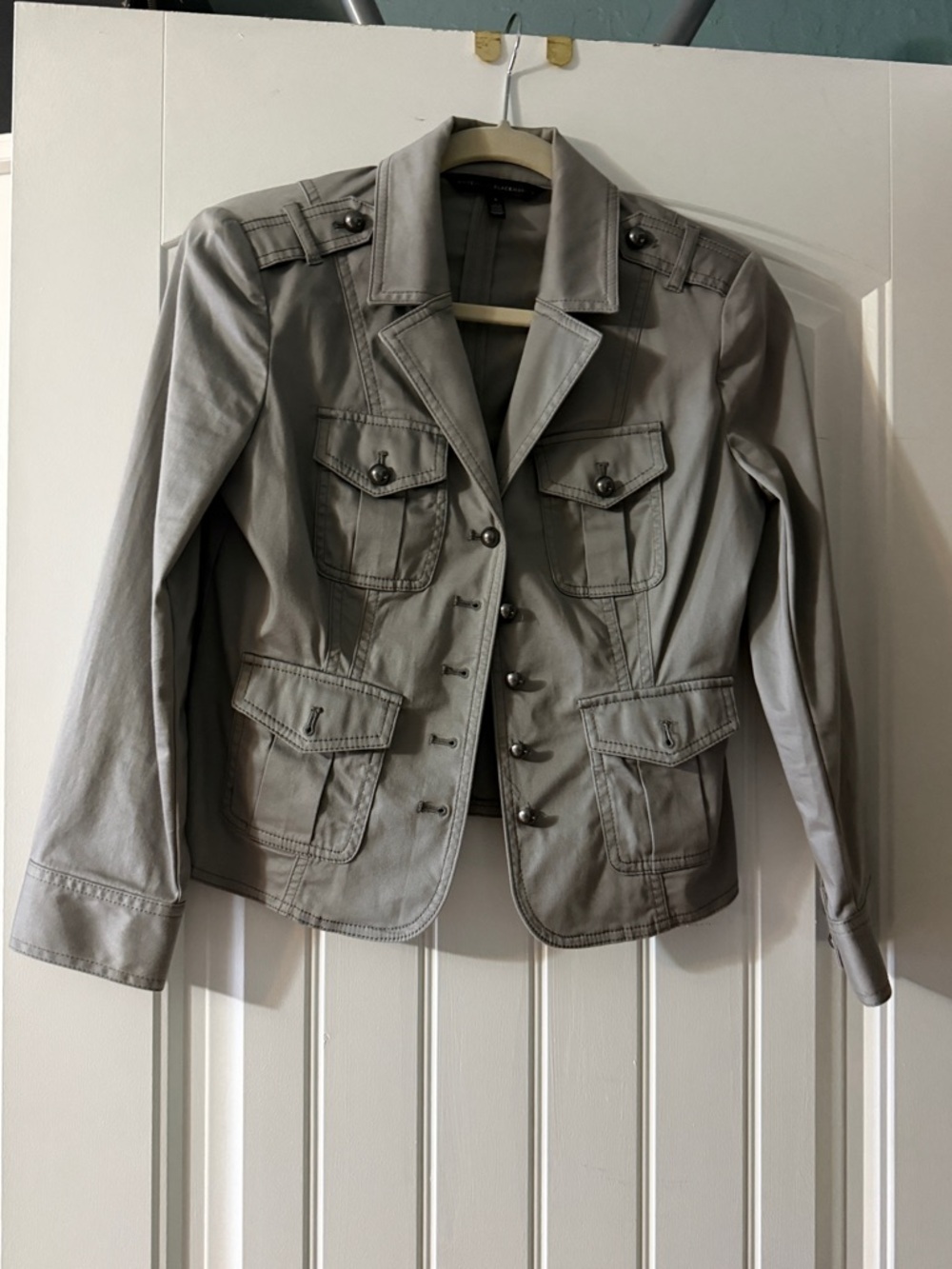 White House Black Market Light Gray Utility Jacket